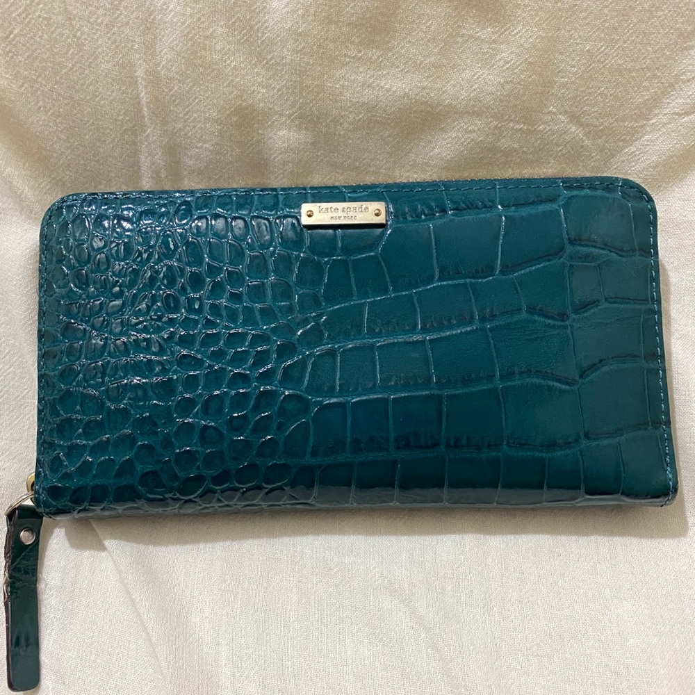 Kate Spade Wallet Turquoise Croc Leather